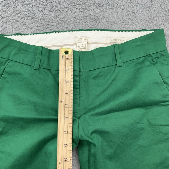 J Crew Cafe Capri Pants Lot of 2 Womens 4 Yellow & Green Stretch Chino Belt Loop - Picture 12 of 16